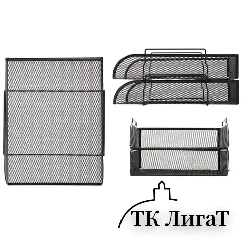 Настольный набор из металла BRAUBERG "Germanium", 7 предметов, черный, 231962
