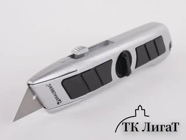 Нож универсальный мощный BRAUBERG "Professional", 6 лезвий в комплекте, фиксатор, металл, 235403