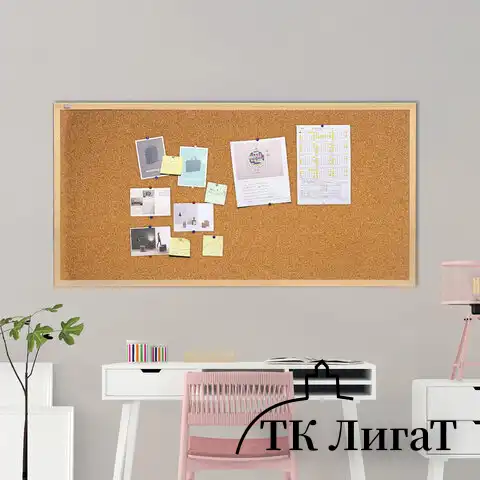 Доска пробковая для объявлений 100x200 см, коричневая рамка из МДФ, 2х3 OFFICE, (Польша), TC1020