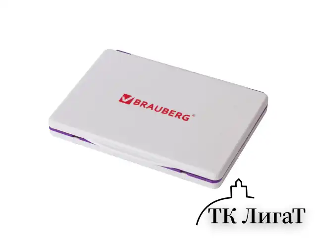 Штемпельная подушка BRAUBERG, 100х80 мм (рабочая поверхность 90х50 мм), фиолетовая краска, 236869