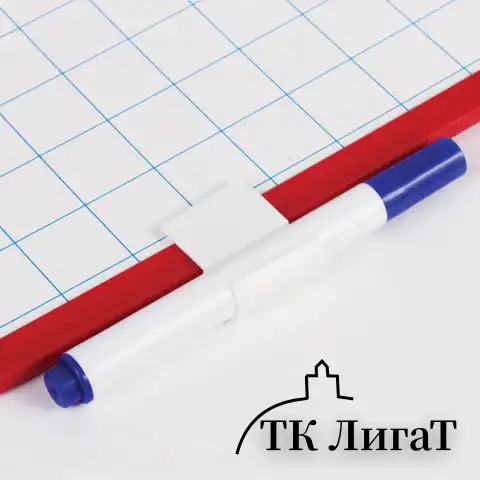 Доска для рисования двусторонняя с маркером и губкой 185х260 мм, клетка, подвес, ПИФАГОР, 236897