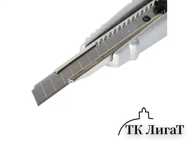 Нож универсальный 9 мм BRAUBERG "Metallic", металлический корпус (рифленый), автофиксатор, блистер, 236971
