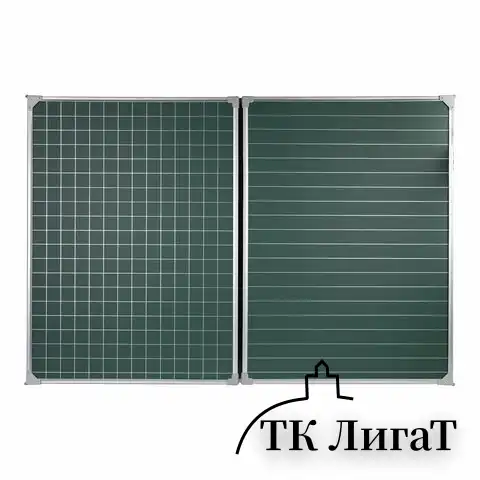 Доска для мела магнитная 3-х элементная 100х150/300 см, ДОПОЛНИТЕЛЬНАЯ ЛИНИЯ/КЛЕТКА, зеленая, BRAUBERG, 236972