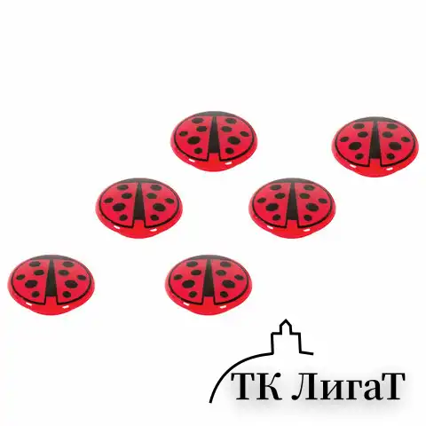 Магниты ЮНЛАНДИЯ 30 мм, НАБОР 6 шт., "БОЖЬЯ КОРОВКА", красные, 237476