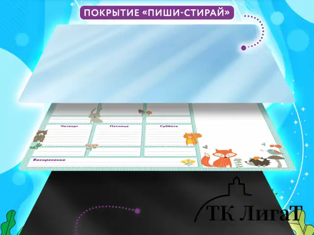 Планинг на холодильник магнитный РАСПИСАНИЕ 42х30 см, с маркером и салфеткой, ЮНЛАНДИЯ, 237851