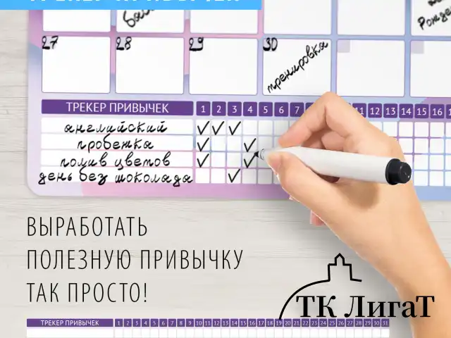Планинг-трекер магнитный на холодильник, 42х30 см, с маркером и салфеткой, BRAUBERG, 237853
