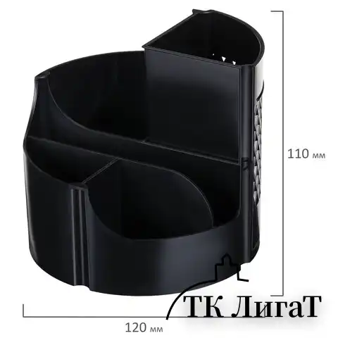 Подставка-органайзер STAFF Basic, 120х120х110 мм, 5 отделений, черная, 237949, 77