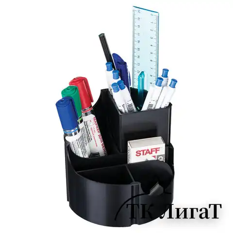 Подставка-органайзер STAFF Basic, 120х120х110 мм, 5 отделений, черная, 237949, 77