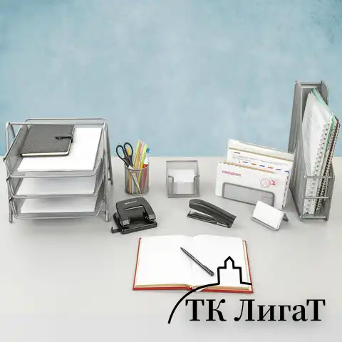 Настольный набор BRAUBERG "Germanium", 6 предметов, серебро, металл, 237986