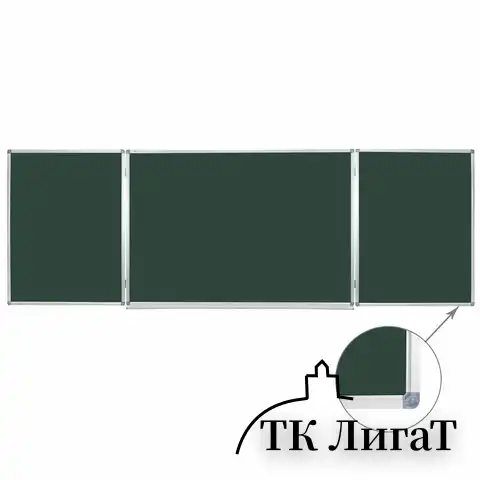 Доска для мела магнитная 3-х элементная 100х150/300 см, ДОПОЛНИТЕЛЬНАЯ ЛИНИЯ/КЛЕТКА, зеленая, STAFF, 238011