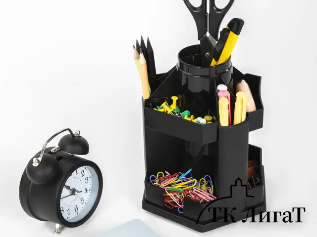 Подставка-органайзер BRAUBERG MAXI DESK, 10 отделений, вращающаяся, 157х140х175 мм, черная, 238093, ОР200