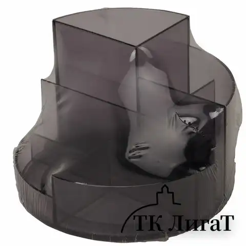 Подставка-органайзер BRAUBERG ROUND, 6 отделений, 130х130х90 мм, тонированная серая, 238101, ОР01