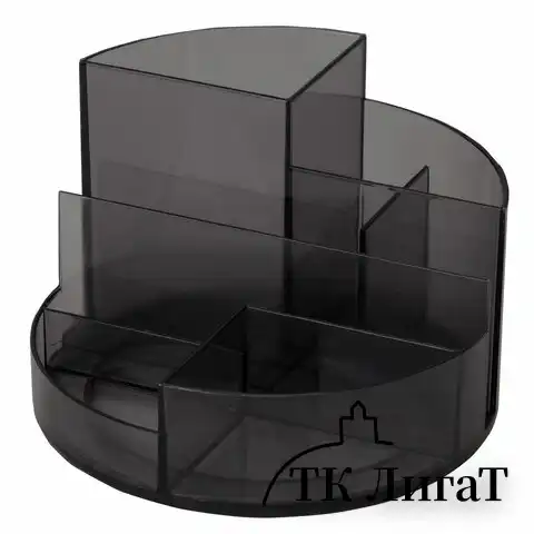Подставка-органайзер BRAUBERG ROUND, 6 отделений, 130х130х90 мм, тонированная серая, 238101, ОР01