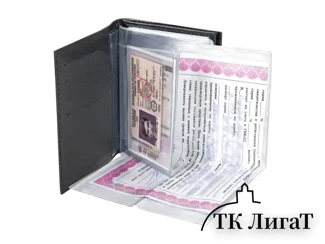 Обложка для автодокументов и паспорта натуральная кожа флоттер, "DOCUMENTS", черная, BRAUBERG 238193