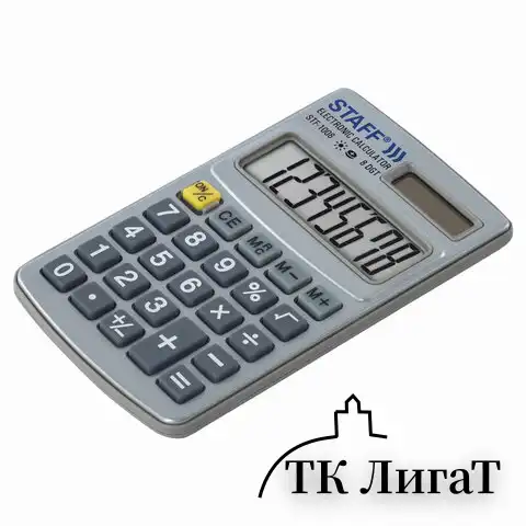 Калькулятор карманный металлический STAFF STF-1008 (103х62 мм), 8 разрядов, двойное питание, 250115