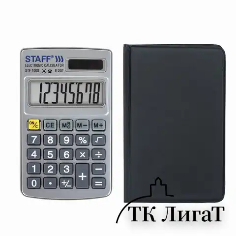 Калькулятор карманный металлический STAFF STF-1008 (103х62 мм), 8 разрядов, двойное питание, 250115
