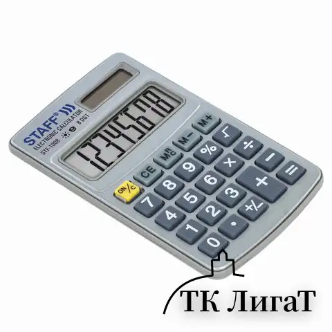 Калькулятор карманный металлический STAFF STF-1008 (103х62 мм), 8 разрядов, двойное питание, 250115