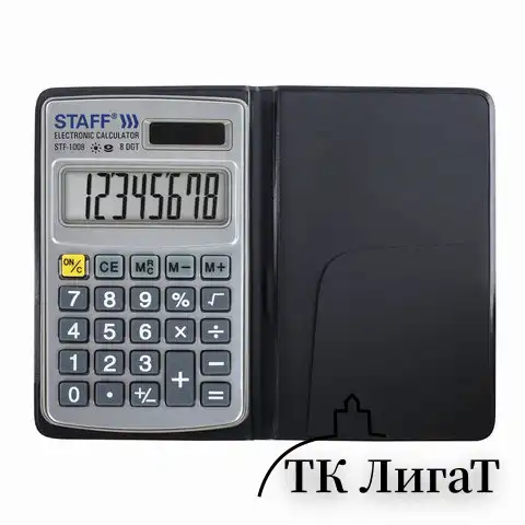 Калькулятор карманный металлический STAFF STF-1008 (103х62 мм), 8 разрядов, двойное питание, 250115