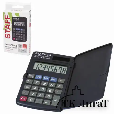 Калькулятор карманный STAFF STF-899 (117х74 мм), 8 разрядов, двойное питание, 250144