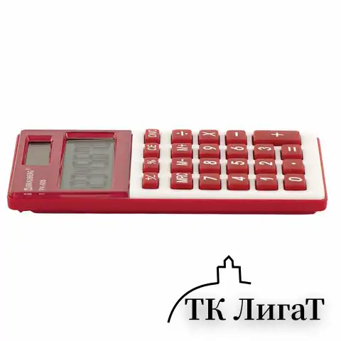 Калькулятор карманный BRAUBERG PK-608-WR (107x64 мм), 8 разрядов, двойное питание, БОРДОВЫЙ, 250521