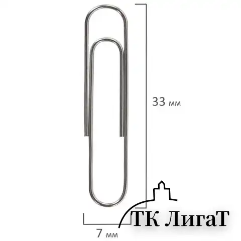 Скрепки BRAUBERG, 33 мм, никелированные, 100 шт., в картонной коробке, 270443