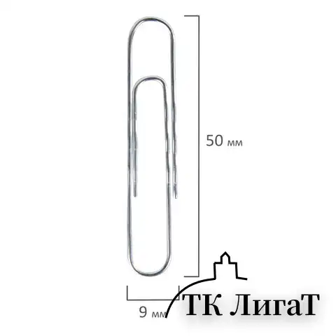 Скрепки большие 50 мм, BRAUBERG, оцинкованные, гофрированные, 50 шт., в картонной коробке, 270446