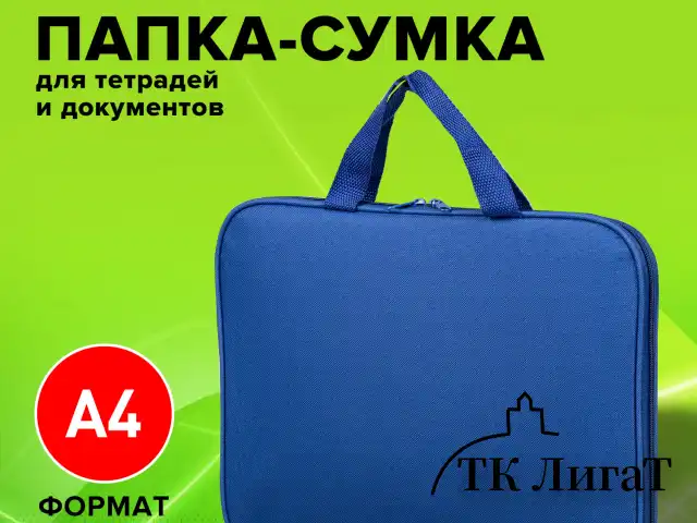 Папка на молнии с ручками STAFF EVERYDAY, А4, полиэстер, синяя, 270731
