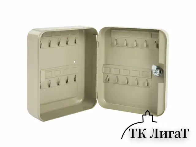 Шкафчик (Ключница) на 20 ключей BRAUBERG, 200х160х80 мм, с замком, +20 брелоков, серый, 290337