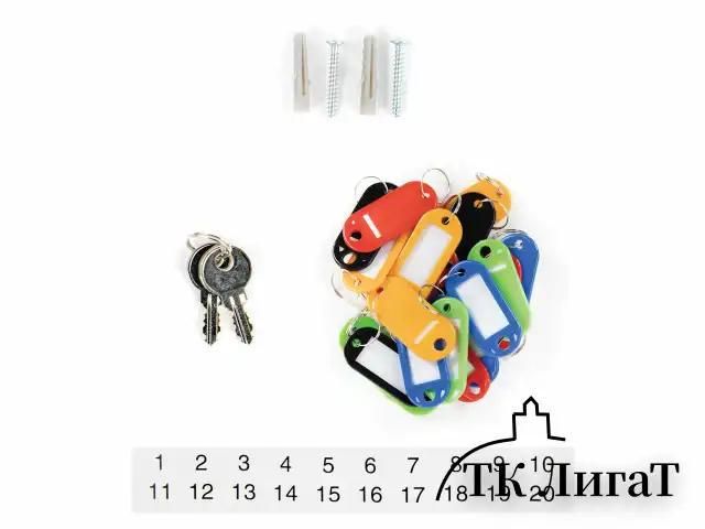 Шкафчик (Ключница) на 20 ключей BRAUBERG, 200х160х80 мм, с замком, +20 брелоков, серый, 290337