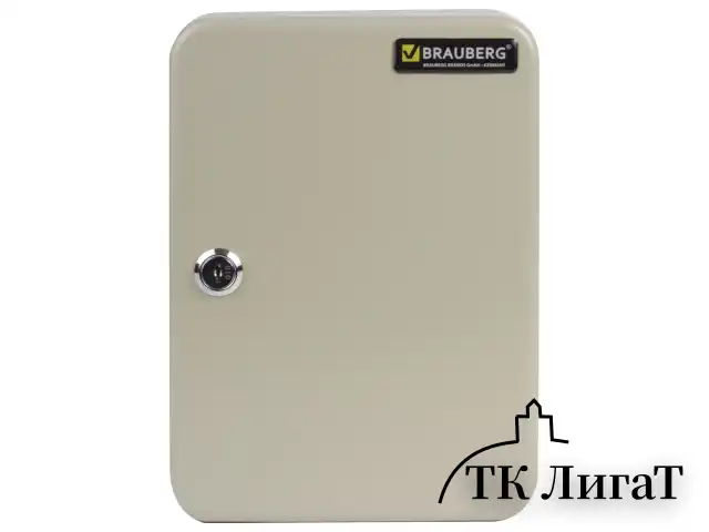 Шкафчик (Ключница) на 48 ключей BRAUBERG, 250х180х80 мм, с замком, + 48 брелоков, серый, 290338