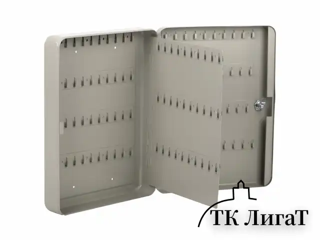 Шкафчик (Ключница) на 140 ключей BRAUBERG, 370х280х80 мм, с замком, +140 брелоков, серый, 290340