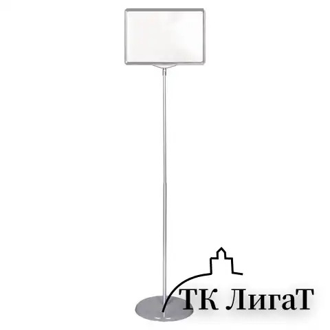 Стойка-инфодержатель напольная (ценникодержатель), 210x300 мм, А4, сталь, СЕРАЯ, BRAUBERG, 291035