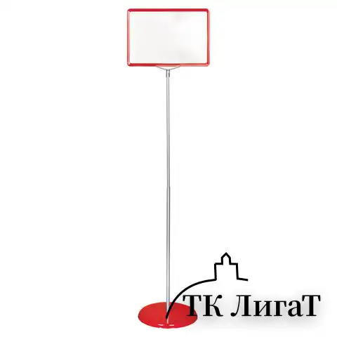 Стойка-инфодержатель напольная (ценникодержатель), 210x300 мм, А4, сталь, КРАСНАЯ, BRAUBERG, 291036
