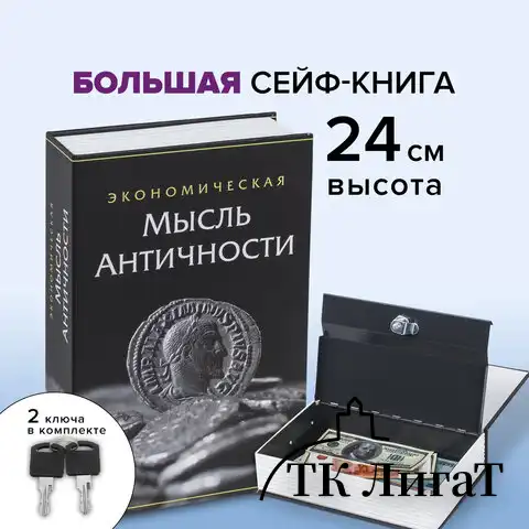 Сейф-книга "Экономическая мысль античности", 55х155х240 мм, ключевой замок, BRAUBERG, 291053