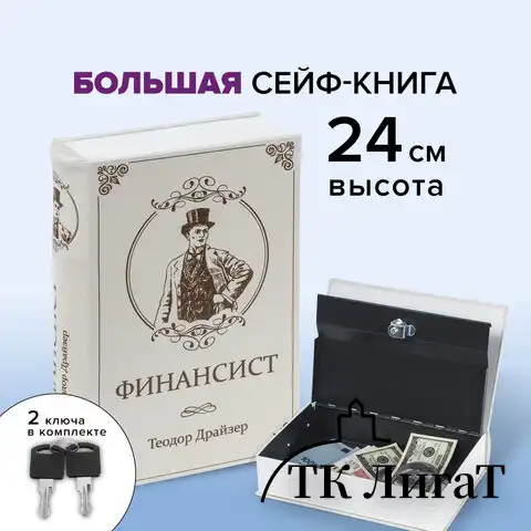 Сейф-книга "ФИНАНСИСТ", 60х170х240 мм, ключевой замок, BRAUBERG, 291057