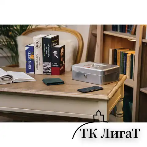 Ящик для денег, ценностей, документов, печатей, 90х180х250 мм, ключевой замок, серебристый, BRAUBERG, 291059