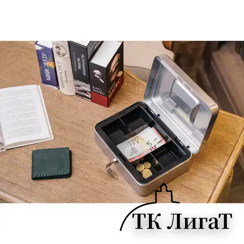 Ящик для денег, ценностей, документов, печатей, 90х180х250 мм, ключевой замок, серебристый, BRAUBERG, 291059