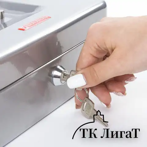 Ящик для денег, ценностей, документов, печатей, 90х180х250 мм, ключевой замок, серебристый, BRAUBERG, 291059