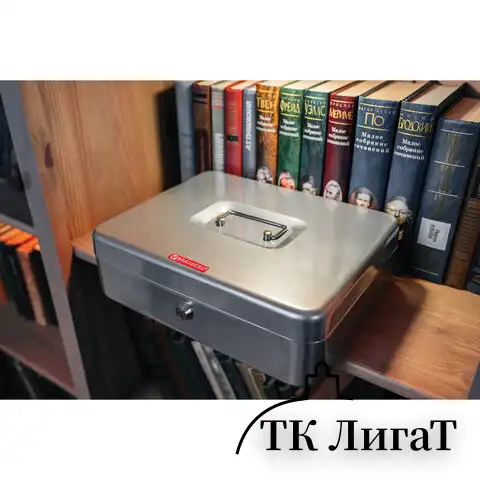 Ящик для денег, ценностей, документов, печатей, 90х240х300 мм, ключевой замок, серебристый, BRAUBERG, 291060