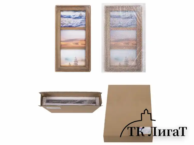 Рамка из мангового дерева BRAUBERG LOFT TRINITY, 3 фото 10х15 см, акриловый экран, 20х35,5 см, 391282