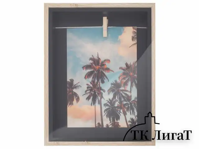 Рамка из МДФ BRAUBERG LOFT BLACK BOX, фото 13х18 см, с прищепкой, 20х25 см, 391290