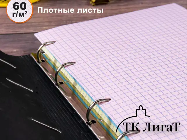 Сменный блок для тетради на кольцах, А5, 200 л., BRAUBERG, 4 цвета по 50 листов, 401661