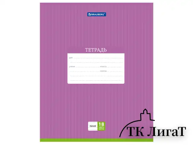 Тетрадь 18 л. BRAUBERG, линия, обложка картон, ПОЛОСКИ ОДНОТОННЫЕ, 401860