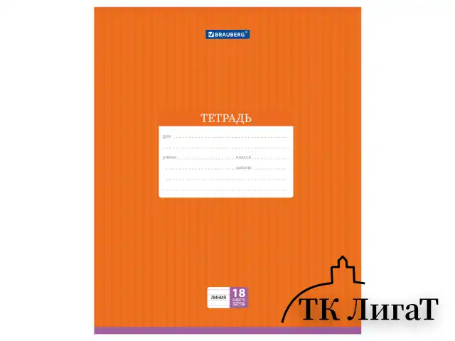 Тетрадь 18 л. BRAUBERG, линия, обложка картон, ПОЛОСКИ ОДНОТОННЫЕ, 401860