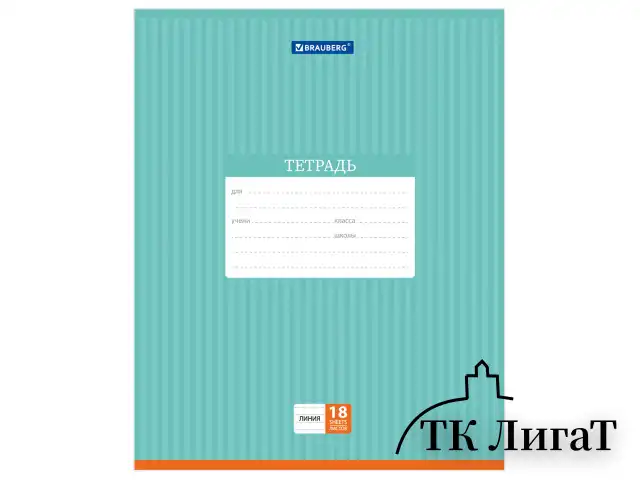 Тетрадь 18 л. BRAUBERG, линия, обложка картон, ПОЛОСКИ ОДНОТОННЫЕ, 401860