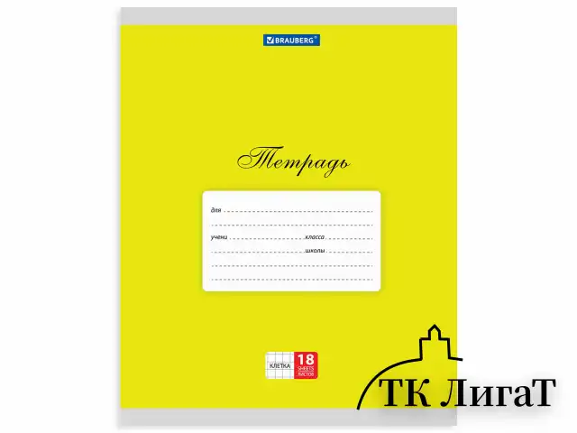 Тетрадь 18 л. BRAUBERG КЛАССИКА, клетка, обложка картон, АССОРТИ (5 видов), 401991