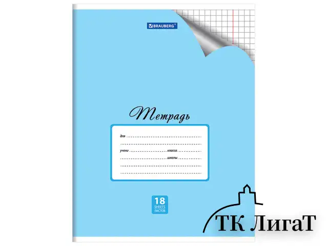 Тетрадь 18 л. BRAUBERG "ЭКО", клетка, обложка плотная мелованная бумага, ПАСТЕЛЬНАЯ С УГОЛКОМ, 402804