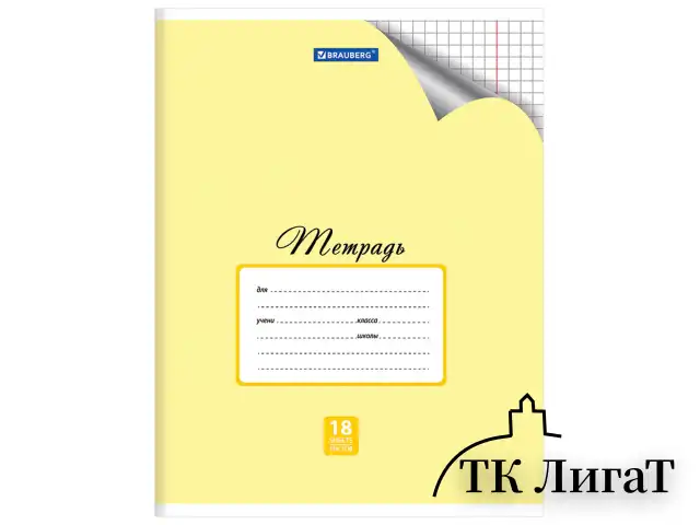 Тетрадь 18 л. BRAUBERG "ЭКО", клетка, обложка плотная мелованная бумага, ПАСТЕЛЬНАЯ С УГОЛКОМ, 402804