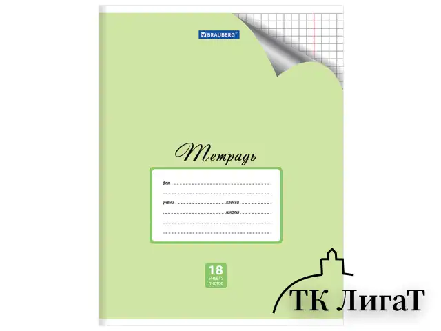 Тетрадь 18 л. BRAUBERG "ЭКО", клетка, обложка плотная мелованная бумага, ПАСТЕЛЬНАЯ С УГОЛКОМ, 402804
