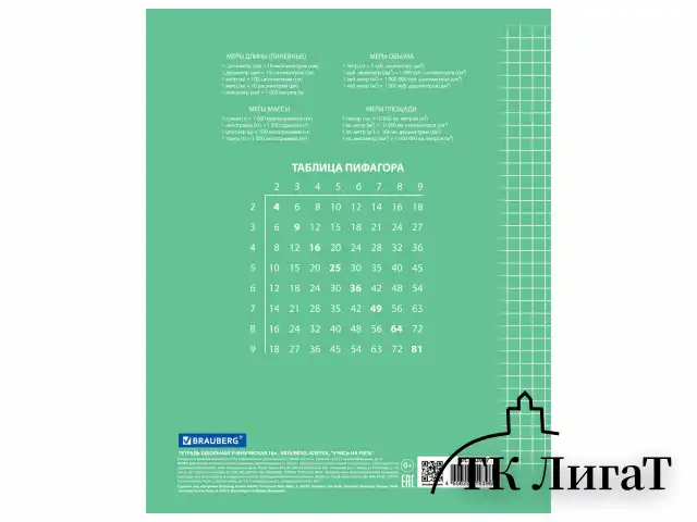 Тетрадь 18 л. BRAUBERG ЭКО "5-КА", клетка, обложка плотная мелованная бумага, ЗЕЛЕНАЯ, 402987